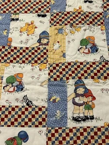 Vintage Baby Quilt Farm, Children, Ducks and Chickens - Picture 1 of 7
