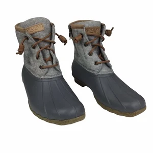 Sperry Saltwater Wool Embossed Duck Boots Gray STS82475 Women's 7 M Rain boot - Picture 1 of 5
