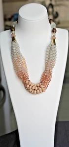NEW TALBOTS Pink & White Beaded Twisted Torsade Necklace-19+3" - Picture 1 of 11