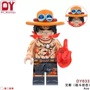 2 inch Custom One Piece Portgas D. Ace Minifigure with Base and Wanted Poster - Picture 1 of 1