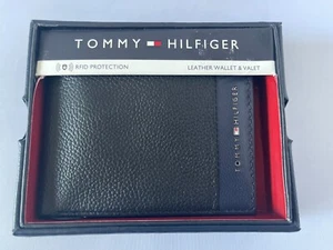 Tommy Hilfiger Men's Bifold Leather Wallet & Valet Black RFID Protection - Picture 1 of 6