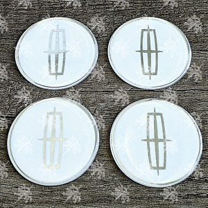 White and Silver Chrome Lincoln Wheel Chips Decals Set of 4 Size 2.25 inches