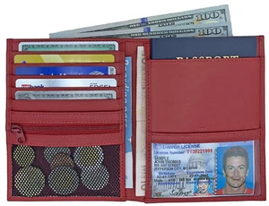 RFID Blocking Genuine Leather Travel Passport Wallet Holder - Picture 1 of 73