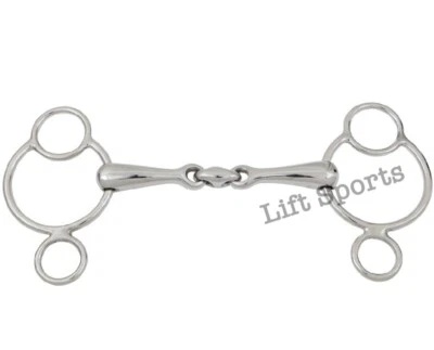 LIFT SPORTS Horse Universal Gag Bit Snaffle 3 Ring Mouth Piece Lozenge Fat All size Stainles