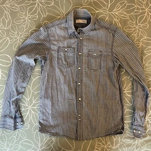 Camisa Levi’s Para Hombre Informal Blanca Azul Rayas Manga Larga Talla S De Colección - Imagen 1 de 6