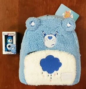 MINT LOUNGEFLY CARE BEARS: NWT GRUMPY BEAR MINI PLUSH BACKPACK & 3" GRUMPY BEAR  - Picture 1 of 24