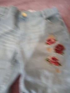 365 Kids (Garanimals) Girl's Size 10 Light Blue Jeans Adjustable With Embroidery - Picture 1 of 11