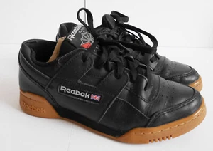 Reebok Classic Workout Plus Schwarz Leder Turnschuhe UK 4 Unisex Teens Schule - Bild 1 von 6