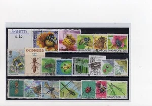 Lotto 20 Francobolli Tematica Insetti Q971 - Picture 1 of 1