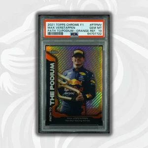 PSA 10 - /25 Max Verstappen #PTPMV - 2021 Topps Chrome F1 - POP 4 - Orange - Picture 1 of 2