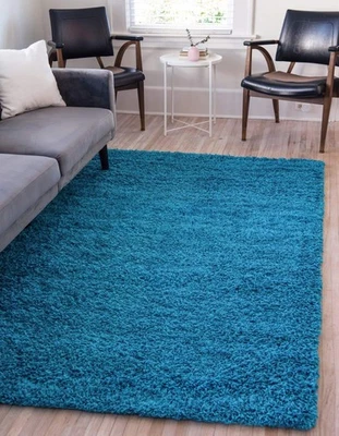 Turquoise Solid Shag Rug 3x5 Soft Plush Area Rug for Bedroom and Living Room - Image 1 of 4
