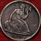 1837 PHILADELPHIA MINT SILVER SEATED LIBERTY HALF DIME 1837 PHILADELPHIA MINT SILVER SEATED LIBERTY HALF DIME