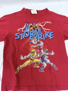 Vintage Power Rangers T-Shirt Size 6 Red Short Sleeve Boys 90s Ninja Storm - Picture 1 of 5