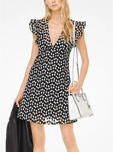 Michael Kors Damen Kleid Blumen bestickt Mesh Blumen Größe 4 (schwarz/grau) - Bild 1 von 11