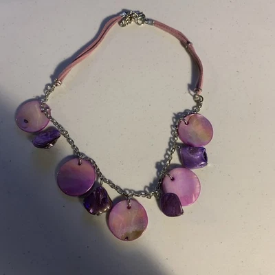 Collar boho para niños púrpura/rosa con cuentas mixtas concha Foto 1 de 4