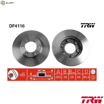 2x BRAKE DISC DF4116 FOR TOYOTA QUANTUM/V/Van/Bus/IV DYNA REGIUS HIACE/II/SBV - Image 1 of 4
