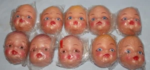NOS 8 Vintage Vinyl Baby Doll 1/2 Heads Faces Hands & Bottle Blond & Brunette - Picture 1 of 4
