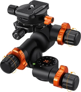K&F Concept 3-Way Geared Tripod Head Millimeter Adjustment for Star Shooting - Picture 1 of 10
