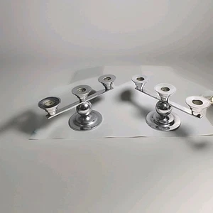 Pair Bruce Hunt Art Deco Circa 1930s Chrome Finished Three Socket Candelabras - Picture 1 of 14