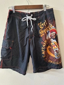 Captain Morgan Swim Trunks Mens ~34 Black Board Shorts Summer Casual Outdoors - Picture 1 of 5