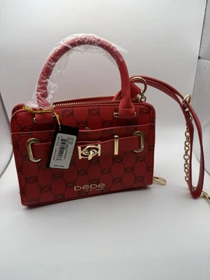 BEBE Evie Top Handle Satchel Crossbody Purse Bag Red - Image 1 of 4