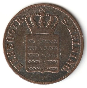 1839 German States Saxe-Meiningen Kreuzer Low Mintage Scarce Small Free Shipping - Picture 1 of 2