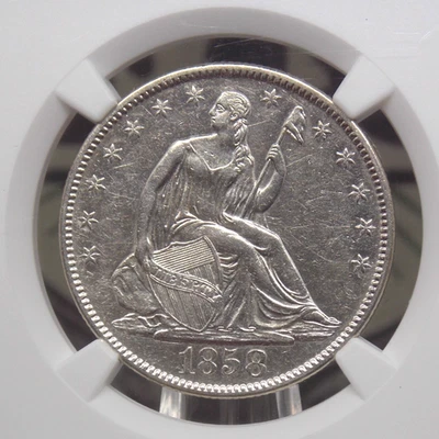 1858 "O" Seated Liberty Half Dollar 50c NGC AU Details #002 About Unc ECC&C, Inc - Image 1 of 4