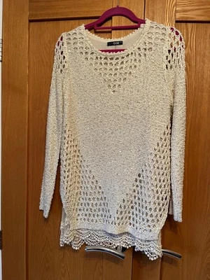 Quiz cream sequin jumper, size M/L, VGC. - Image 1 of 4