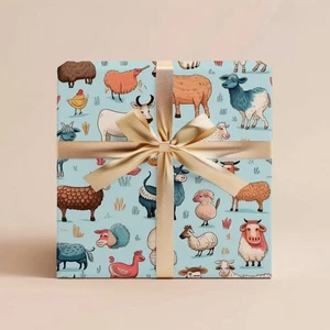 Farm Animal Wrapping Paper, Kids Birthday or Baby Shower Gift Wrap Roll - Picture 1 of 4