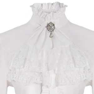 Women Victorian Blouse Shirt Top Flare Sleeve Lace Ruffle Gothic Steampunk - Picture 1 of 13