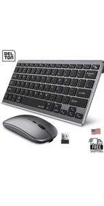 Delton N35 Portable/Travel/Small Wireless Keyboard and Mouse Combo- Silver “NIB” - Picture 1 of 16