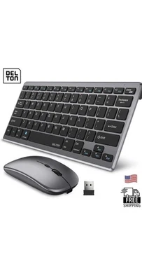 Delton N35 Portable/Travel/Small Wireless Keyboard and Mouse Combo- Silver “NIB” - Image 1 of 4
