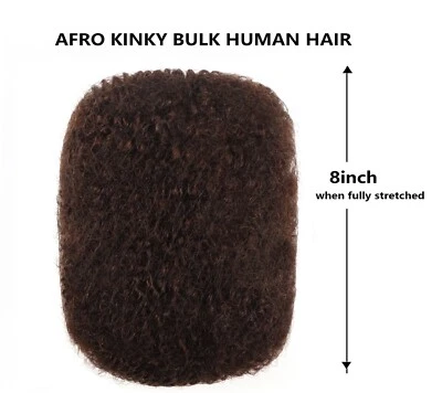 100 % cabello humano rizado afro a granel para extensiones de rastas - marrón oscuro Foto 1 de 4