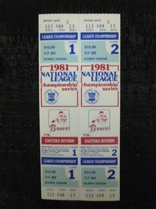 1981 National League Baseball Championship Series Tickets Game 1 & 2 Braves  - Picture 1 of 3