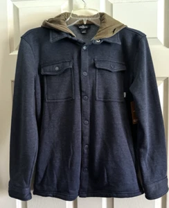 NWT Eddie Bauer Kids Boys LARGE Navy Sweatshirt Jacket, Hood Full Snap Front $72 - Picture 1 of 15
