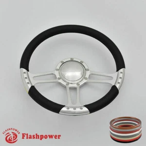 14'' Billet Steering Wheels Black Full Wrap GMC Trucks Blazer El Camino Jimmy - Bild 1 von 12
