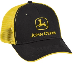 NEW John Deere Black Front Yellow Mesh Low Profile Structured Cap LP69091 - Picture 1 of 1