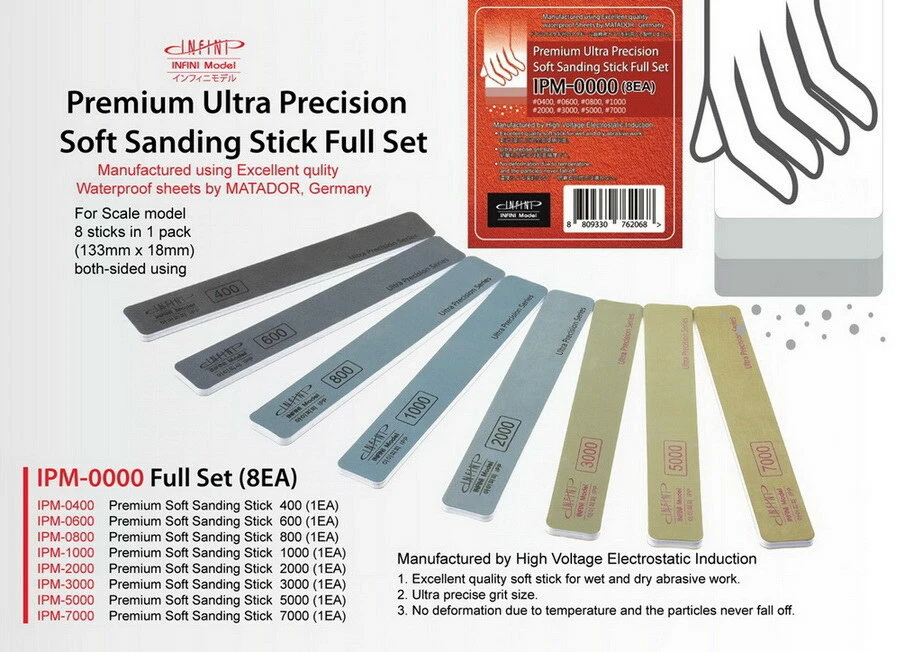 Infini Model Premium Soft Sanding Stick (Matador) Full Set (8pcs) - Image 1 of 1