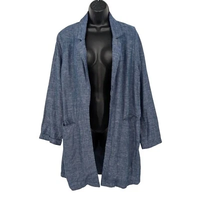 Sigrid Olsen 100% Linen Blazer Women Size M  Open Front Minimalist Coastal Boho - Image 1 of 4