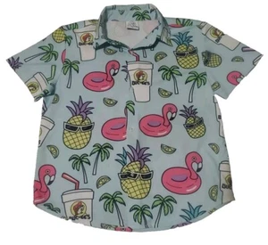 Buc-ees Shirt YouthLarge Hawaiian Aloha Beaver Flamingo Pineapple All Over Print - Picture 1 of 5