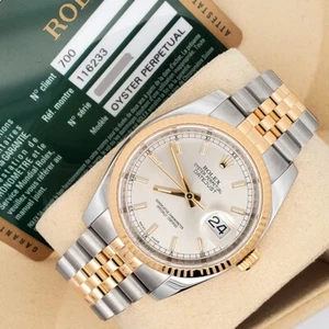 Rolex Datejust 36mm Silver Index Yellow Gold/Steel Jubilee 116233 Box Papers - Picture 1 of 6