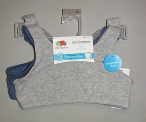 Girls Fruit of the Loom 2 PACK Cotton Beginner Bras (Size 28) BRAND NEW W TAGS - Picture 1 of 3