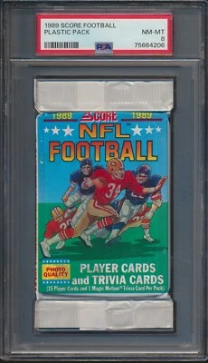1989 SCORE FOOTBALL SEALED PLASTIC PACK PSA 8 NM-MT POSS. DEION BARRY SANDERS RC - Image 1 of 2