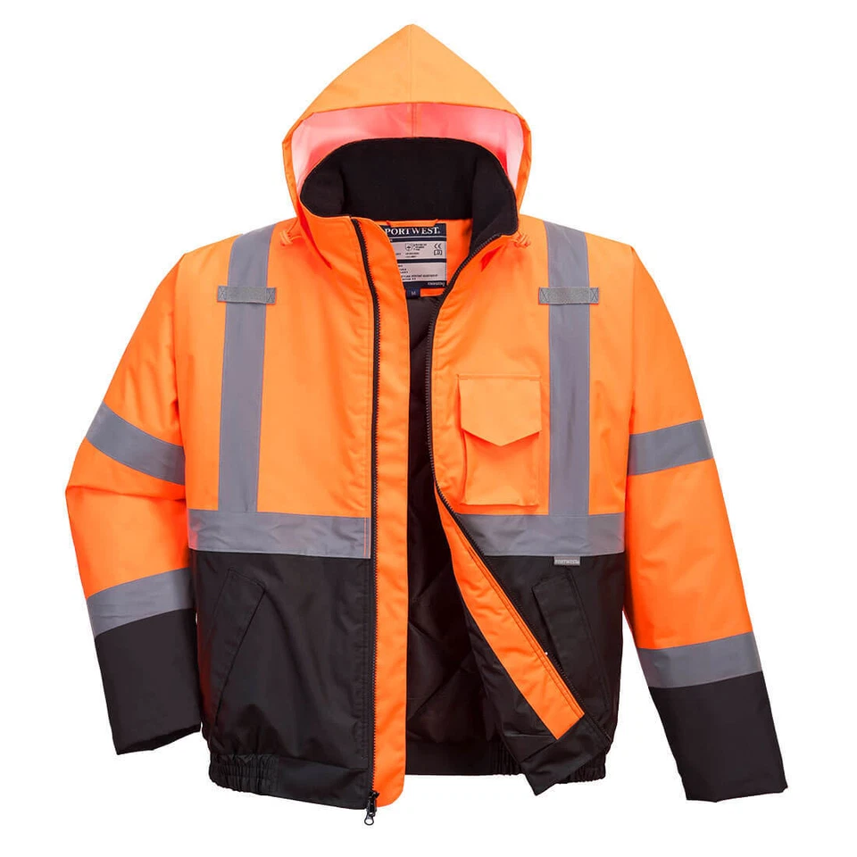 Portwest US363 Waterproof Hi Vis Reflective Two-Tone Bomber Jacket ANSI - Image 1 of 2