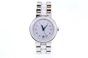 Movado 0606540 CERENA Stainless Steel & Ceramic Diamond Accented Watch - Picture 1 of 7