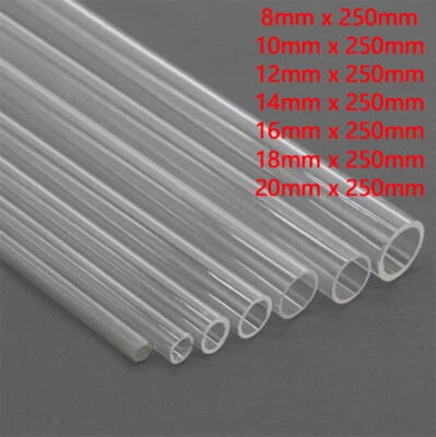 Clear Round Tube Perspex Hollow Plastic Pipe Candle Gloss Transparent OD 8-20mm - Image 1 of 4