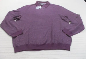 Jos A Bank Sweater Mens 3XLT Purple Pullover Collared Long Sleeve Cotton New - Picture 1 of 10