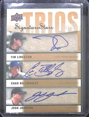 2009 Upper Deck Signature Stars Trios Autograph #S3-LBJ Tim Lincecum 15 of 25 - Image 1 of 2