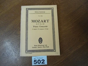No.1206 MOZART Piano Concerto C Major KV415 - Edition EULENBURG Orchestra Score - Picture 1 of 18