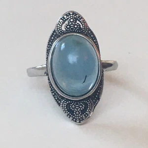 aquamarine ring s925 adjustable to size 6 & 7 - Picture 1 of 4